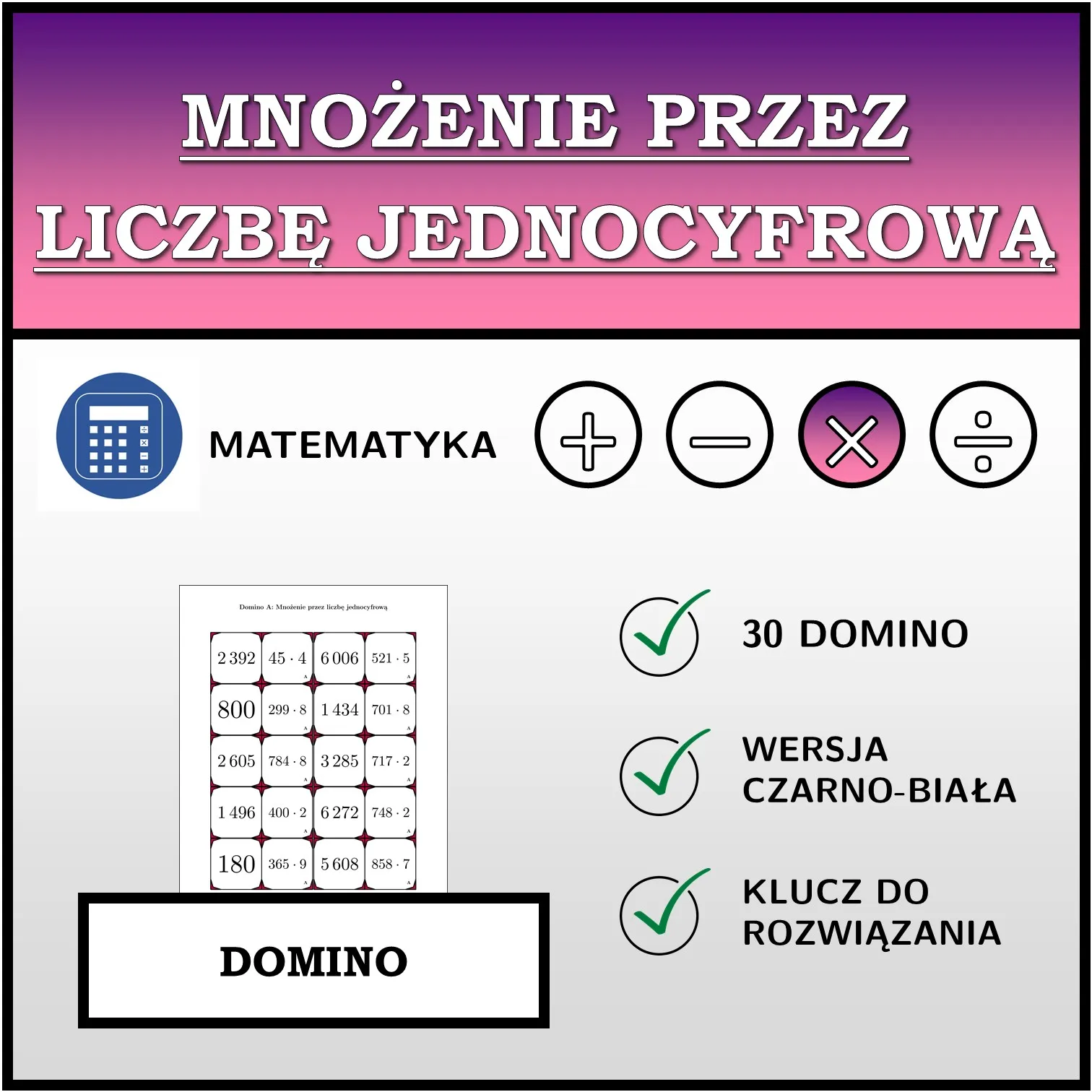 Domino: Mnożenie przez liczbę jednocyfrową