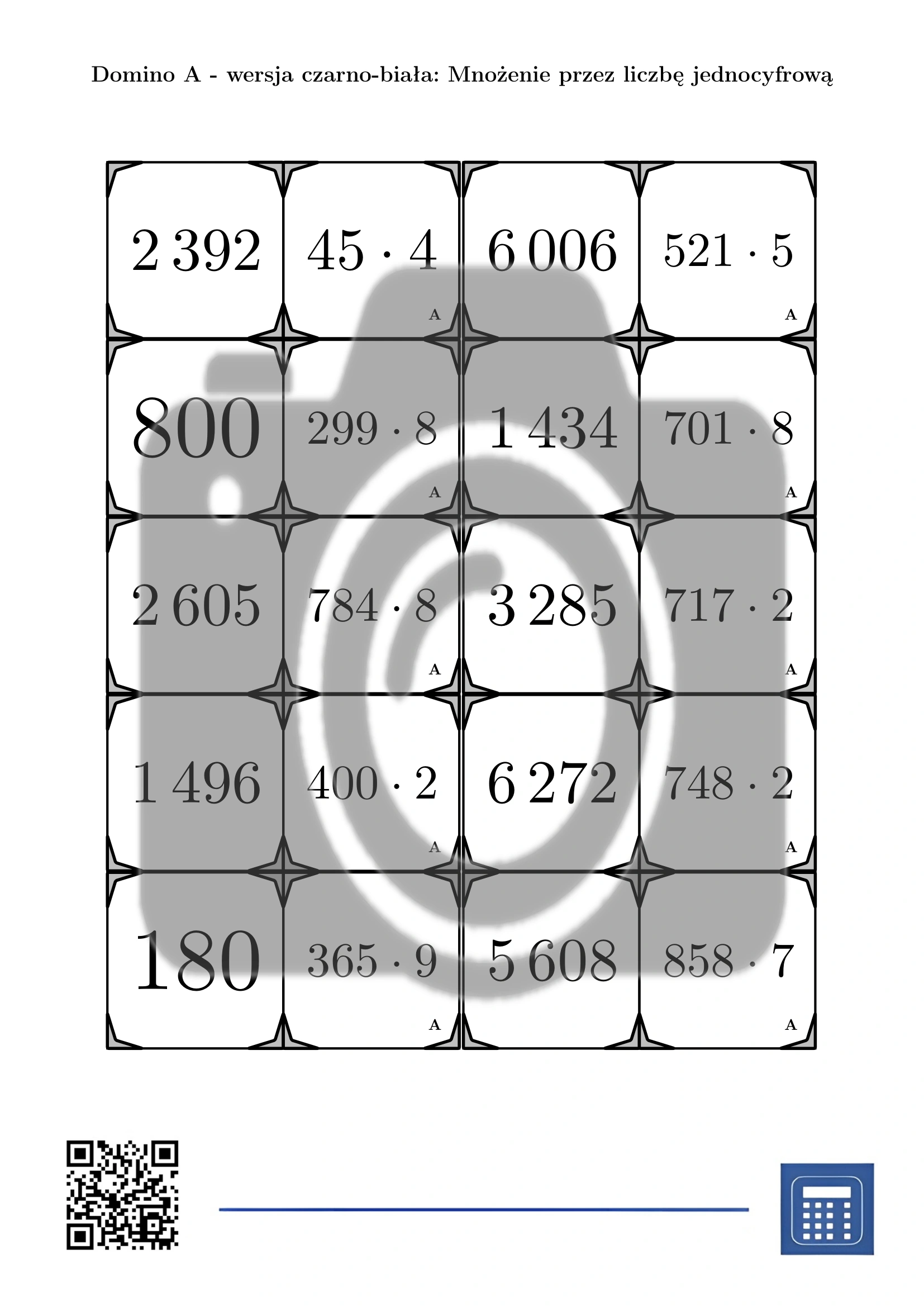 Domino: Mnożenie przez liczbę jednocyfrową - obrazek 3