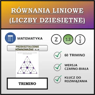 Trimino: Równania liniowe (liczby dziesiętne), przekształcenie równoważne (mnożenie, dzielenie)