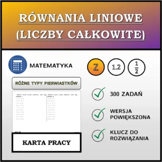 Karta pracy: Równania liniowe (liczby całkowite), różne typy rozwiązań