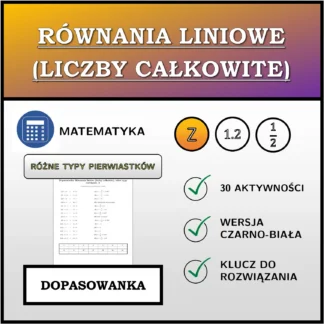 Dopasowanka: Równania liniowe (liczby całkowite), różne typy rozwiązań