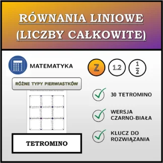 Tetromino: Równania liniowe (liczby całkowite), różne typy rozwiązań