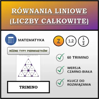 Trimino: Równania liniowe (liczby całkowite), różne typy rozwiązań