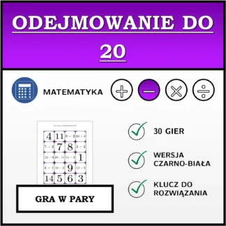 Gra w pary: Odejmowanie do 20