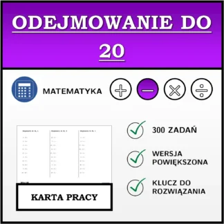 Karta pracy: Odejmowanie do 20
