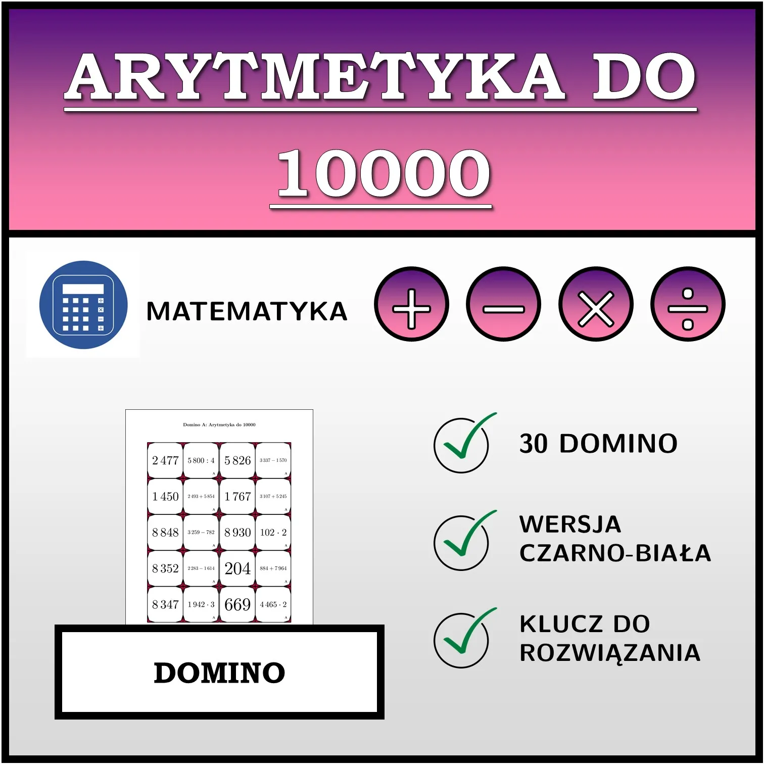 Domino: Arytmetyka do 10000