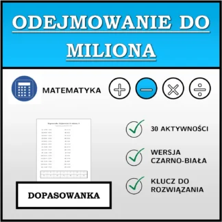 Dopasowanka: Odejmowanie do miliona