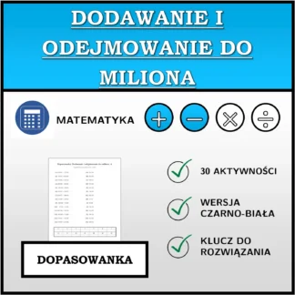 Dopasowanka: Dodawanie i odejmowanie do miliona