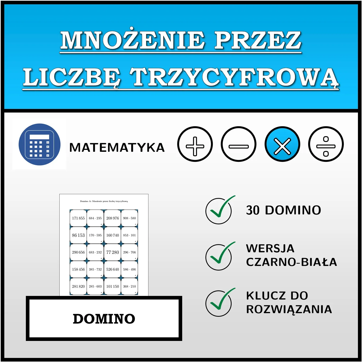 Domino: Mnożenie przez liczbę trzycyfrową