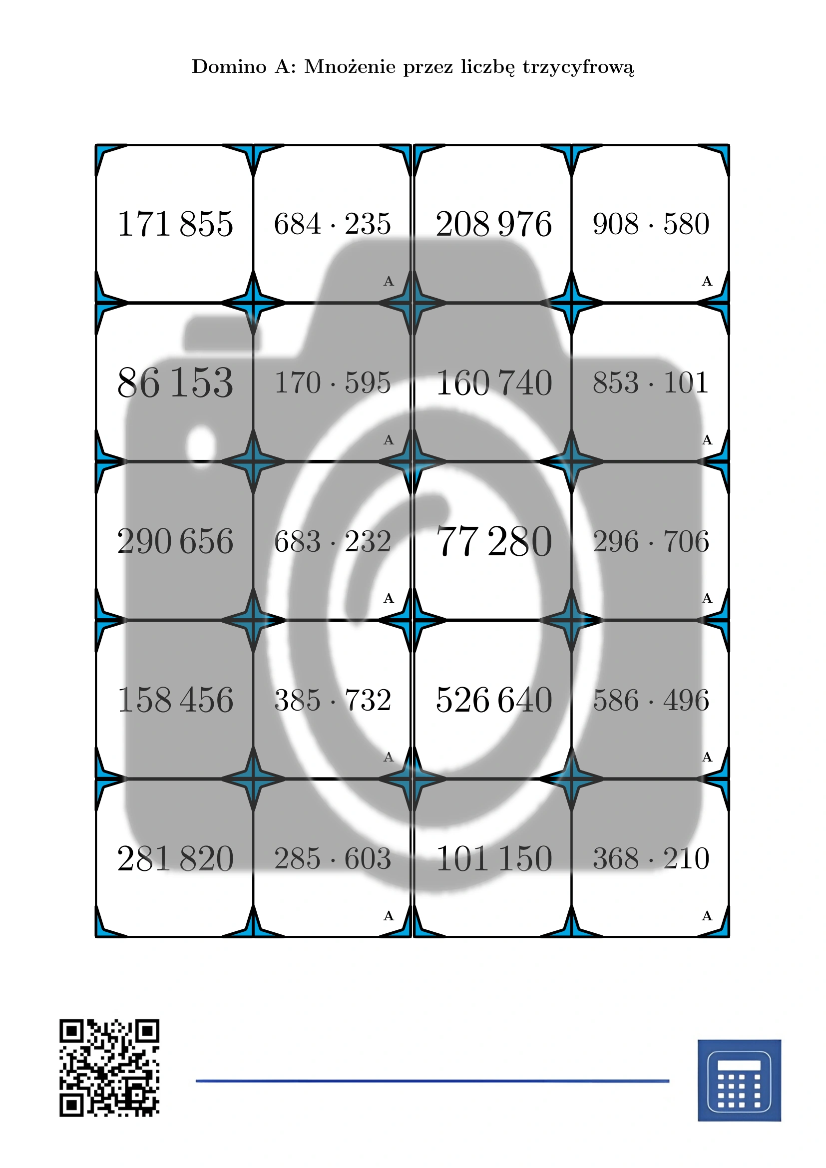 Domino: Mnożenie przez liczbę trzycyfrową - obrazek 2