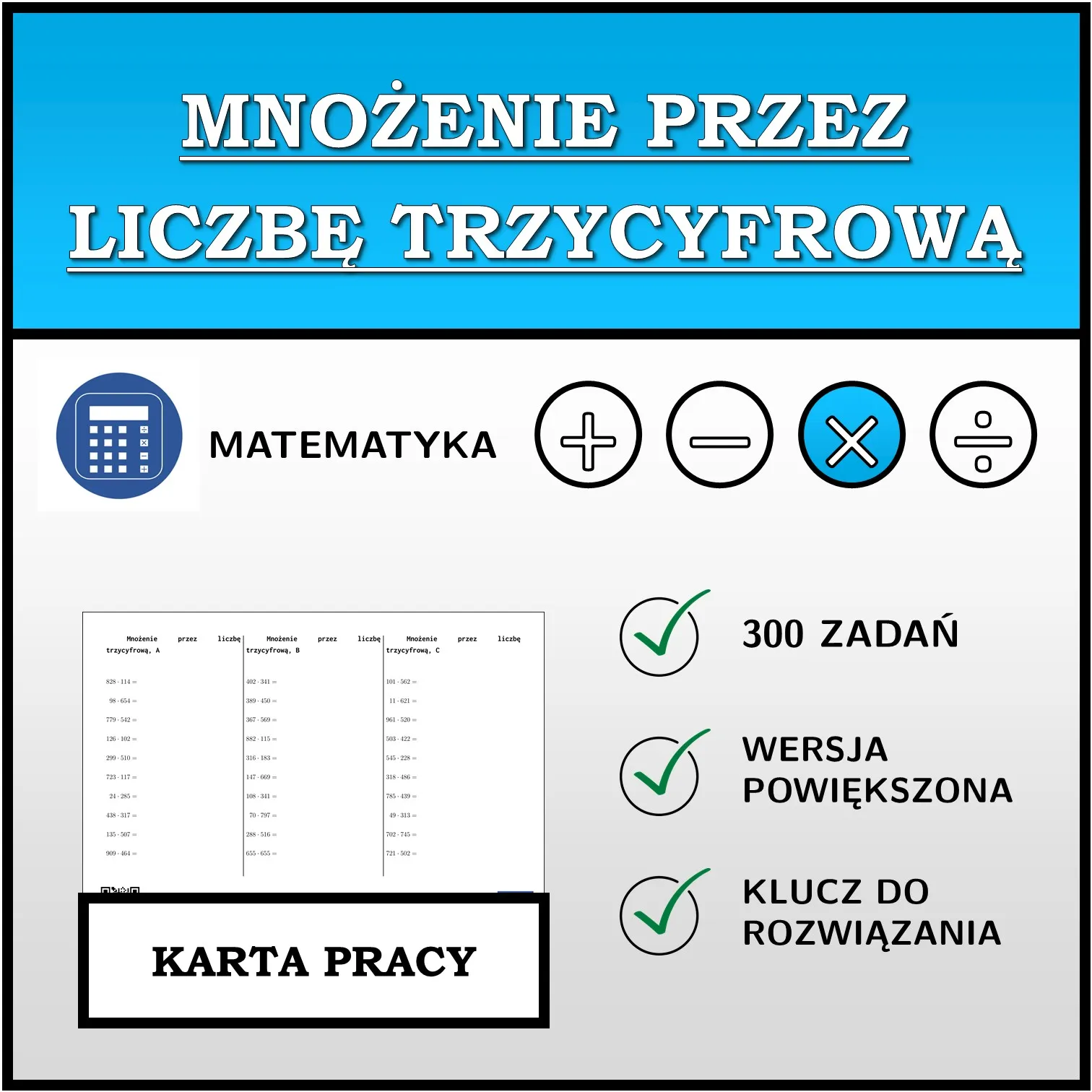 Karta pracy: Mnożenie przez liczbę trzycyfrową