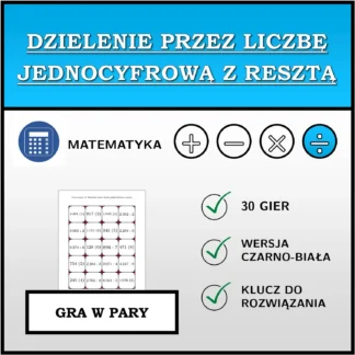Gra w pary: Dzielenie przez liczbę jednocyfrową z resztą