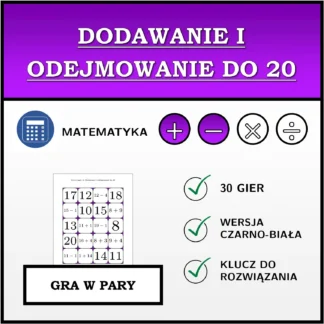 Gra w pary: Dodawanie i odejmowanie do 20
