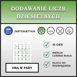 Gra w pary: Dodawanie liczb dziesiętnych