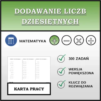 Karta pracy: Dodawanie liczb dziesiętnych