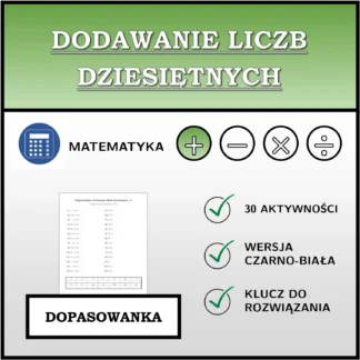Dopasowanka: Dodawanie liczb dziesiętnych
