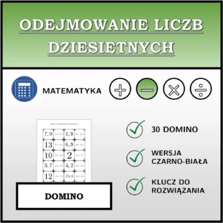 Domino: Odejmowanie liczb dziesiętnych