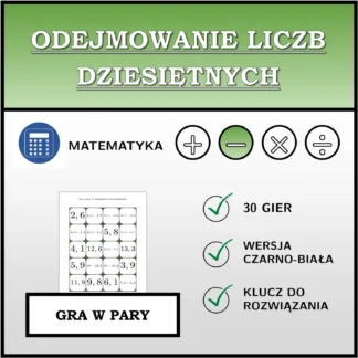 Gra w pary: Odejmowanie liczb dziesiętnych