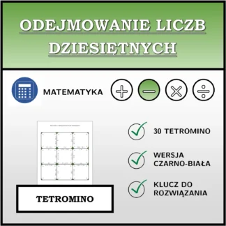 Tetromino: Odejmowanie liczb dziesiętnych