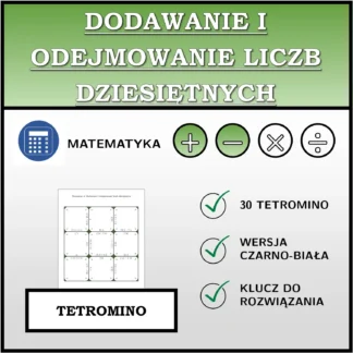 Tetromino: Dodawanie i odejmowanie liczb dziesiętnych