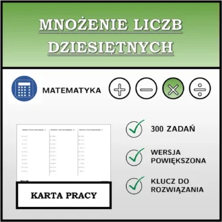 Karta pracy: Mnożenie liczb dziesiętnych