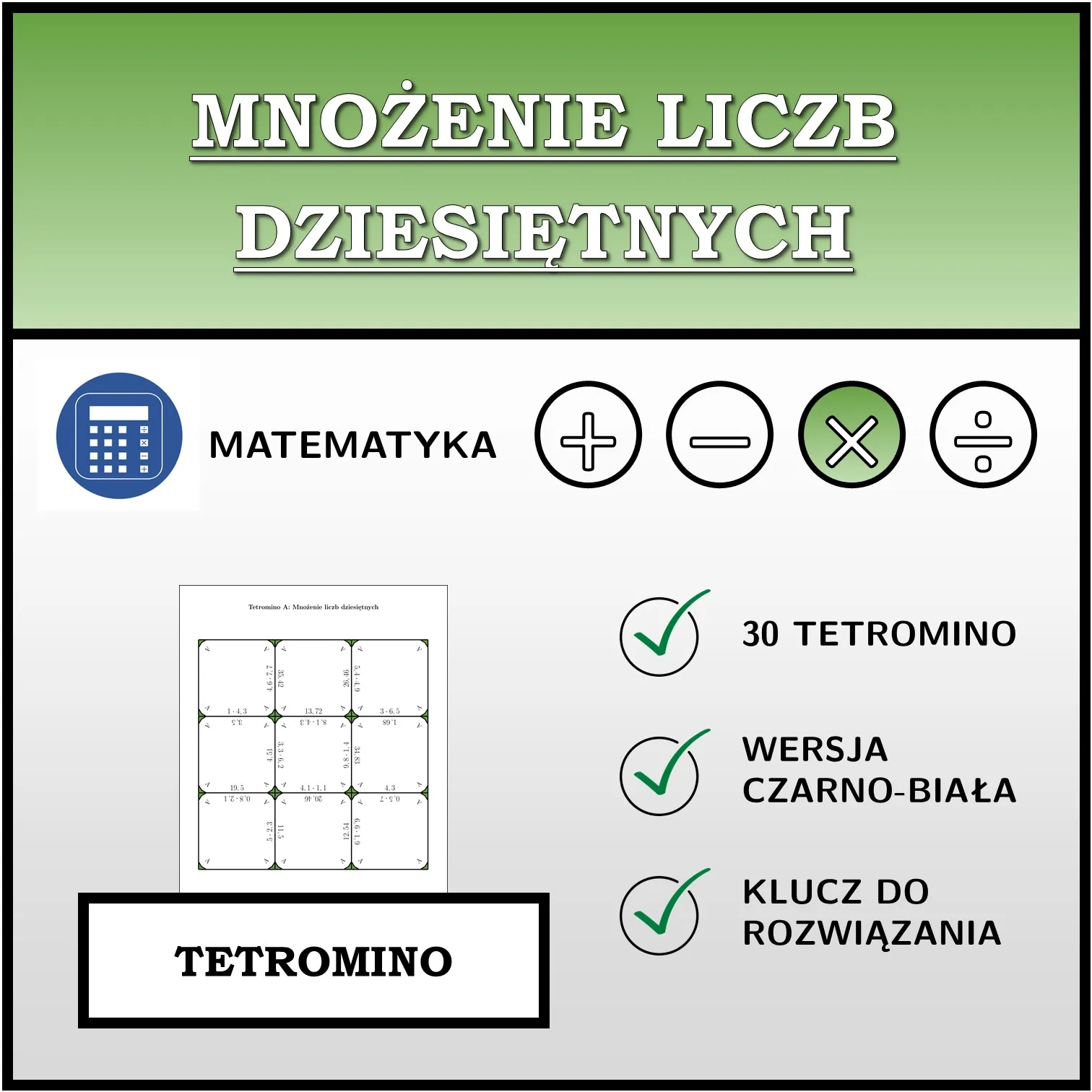 Tetromino: Mnożenie liczb dziesiętnych