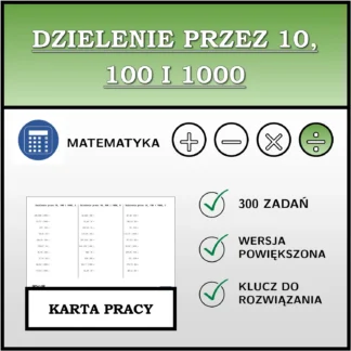 Karta pracy: Dzielenie przez 10, 100 i 1000