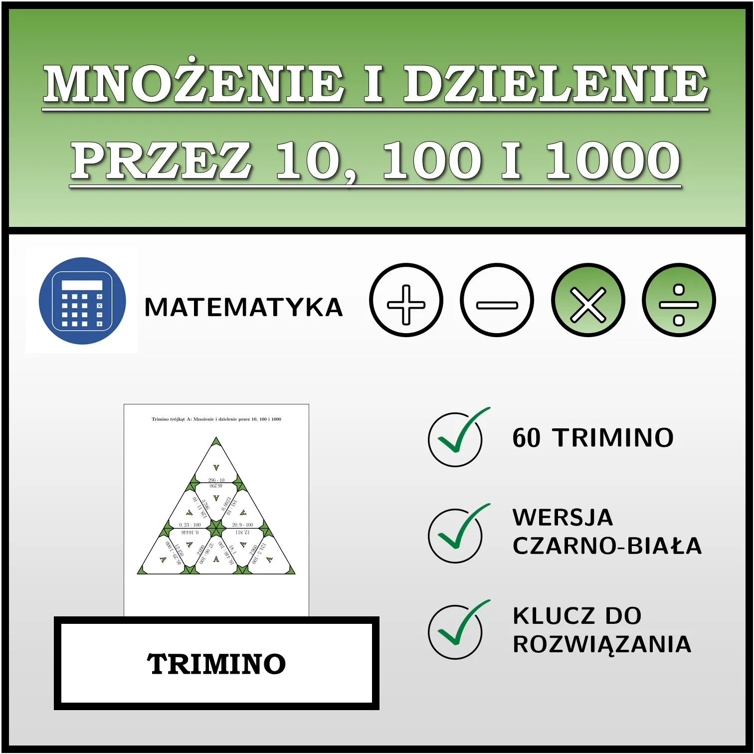 Trimino: Mnożenie i dzielenie przez 10, 100 i 1000