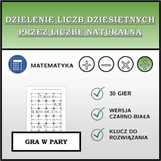 Gra w pary: Dzielenie liczb dziesiętnych przez liczbę naturalną