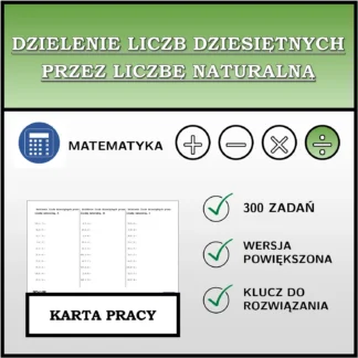 Karta pracy: Dzielenie liczb dziesiętnych przez liczbę naturalną