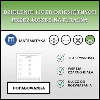 Dopasowanka: Dzielenie liczb dziesiętnych przez liczbę naturalną