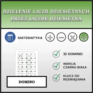 Domino: Dzielenie liczb dziesiętnych przez liczbę dziesiętną
