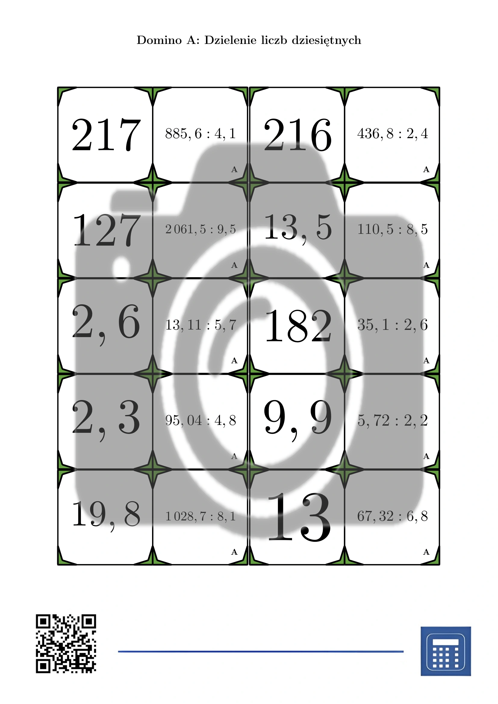 Domino: Dzielenie liczb dziesiętnych - obrazek 2