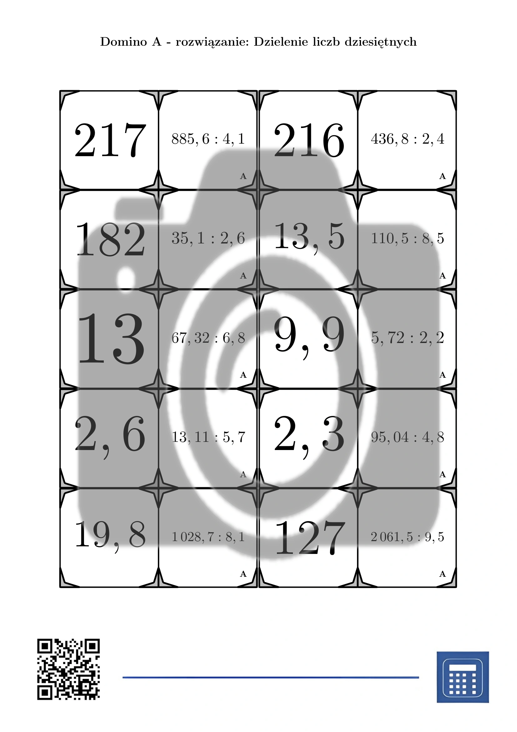 Domino: Dzielenie liczb dziesiętnych - obrazek 4