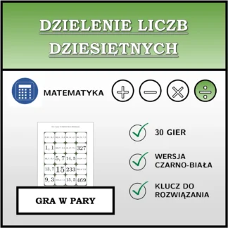 Gra w pary: Dzielenie liczb dziesiętnych