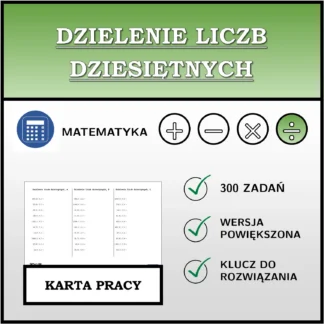 Karta pracy: Dzielenie liczb dziesiętnych