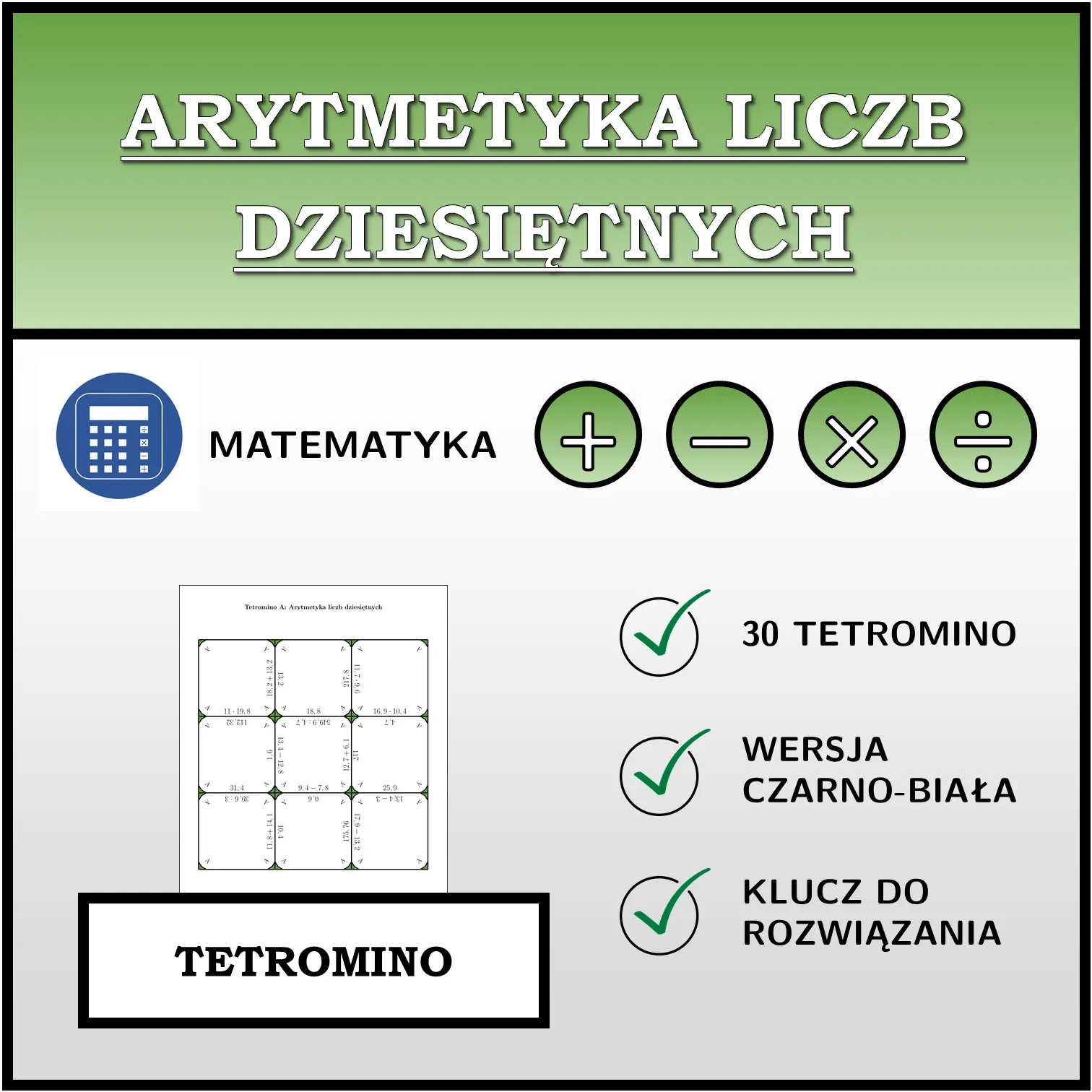 Tetromino: Arytmetyka liczb dziesiętnych