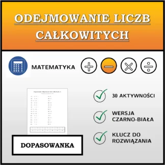 Dopasowanka: Odejmowanie liczb całkowitych