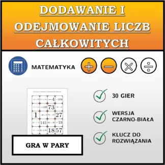 Gra w pary: Dodawanie i odejmowanie liczb całkowitych