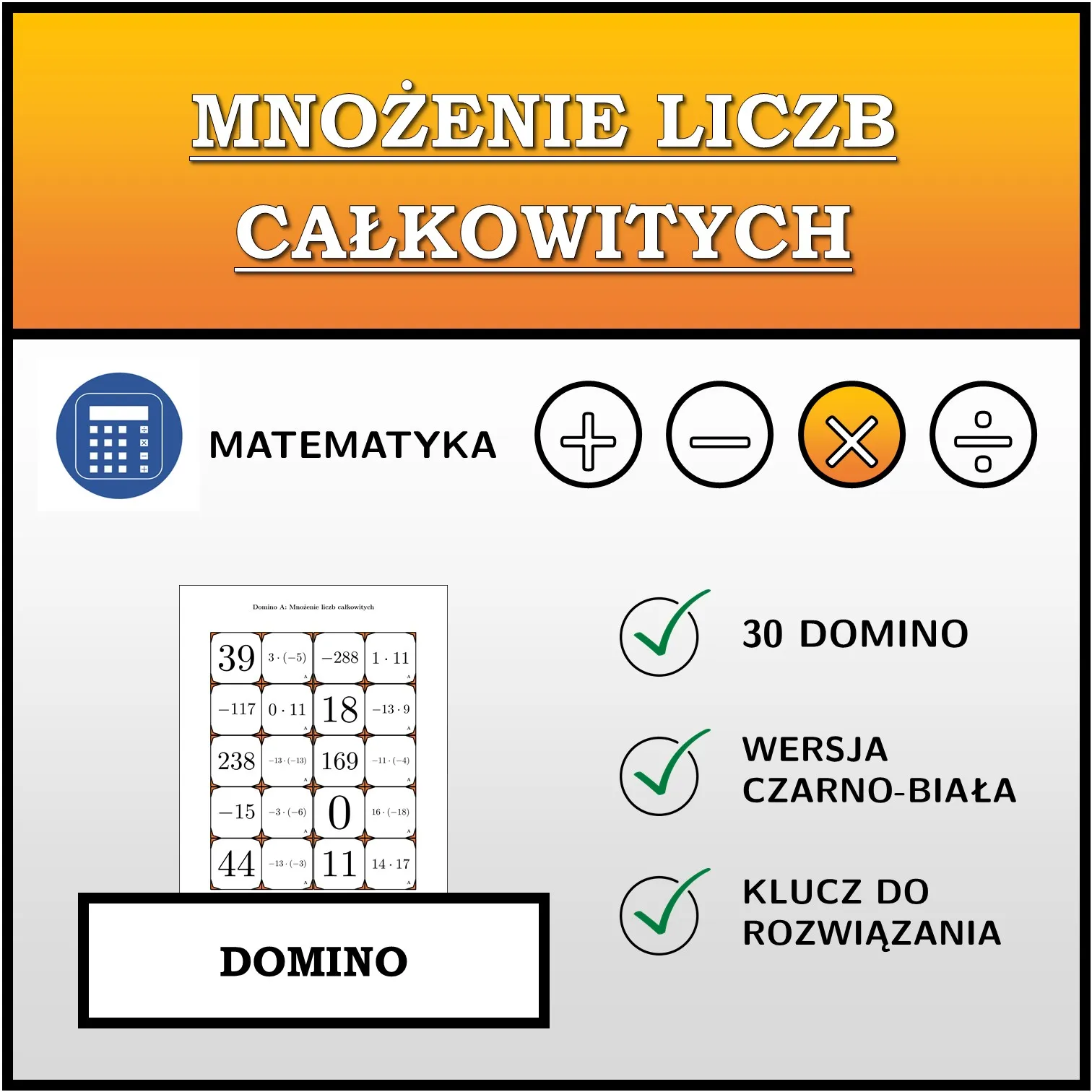 Domino: Mnożenie liczb całkowitych