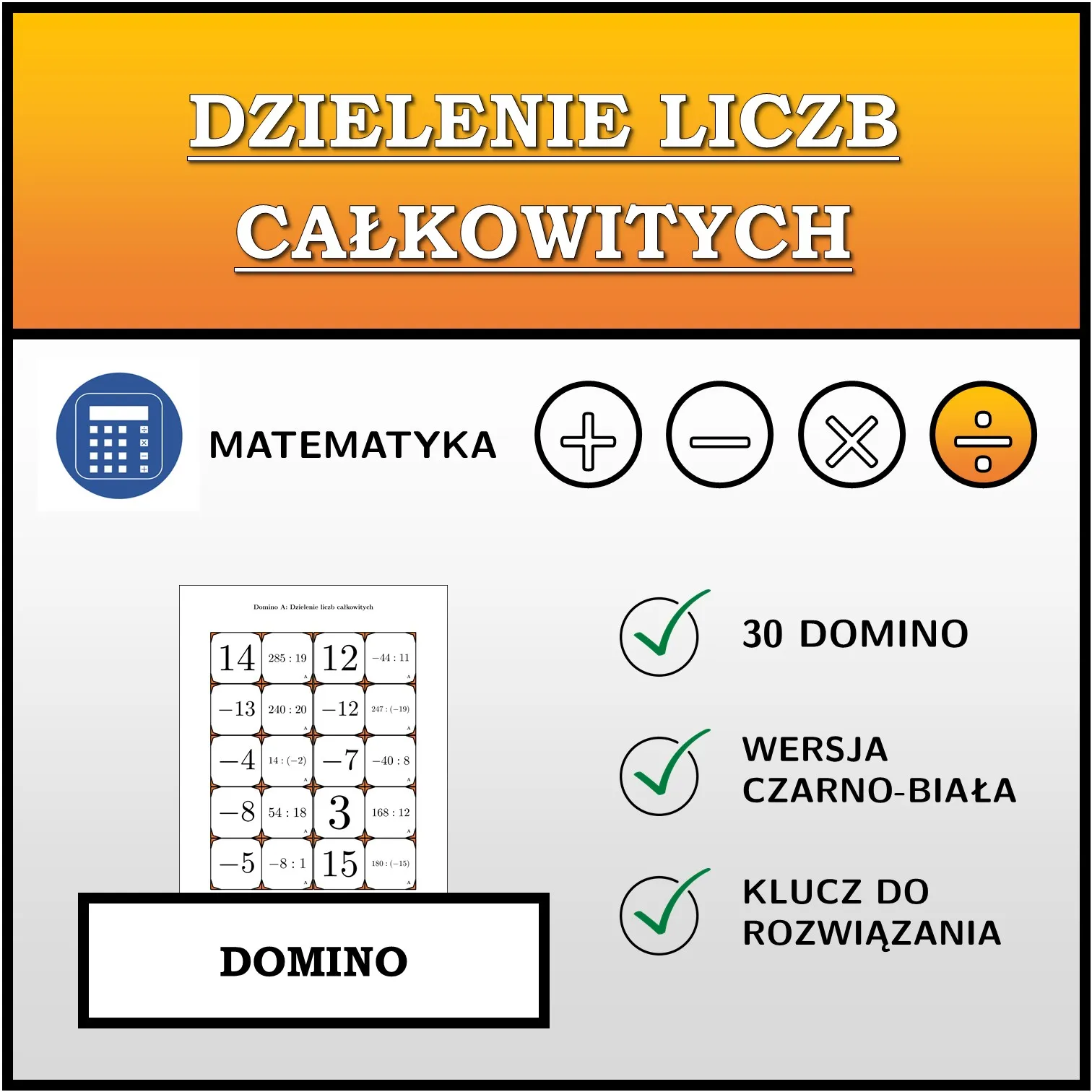 Domino: Dzielenie liczb całkowitych