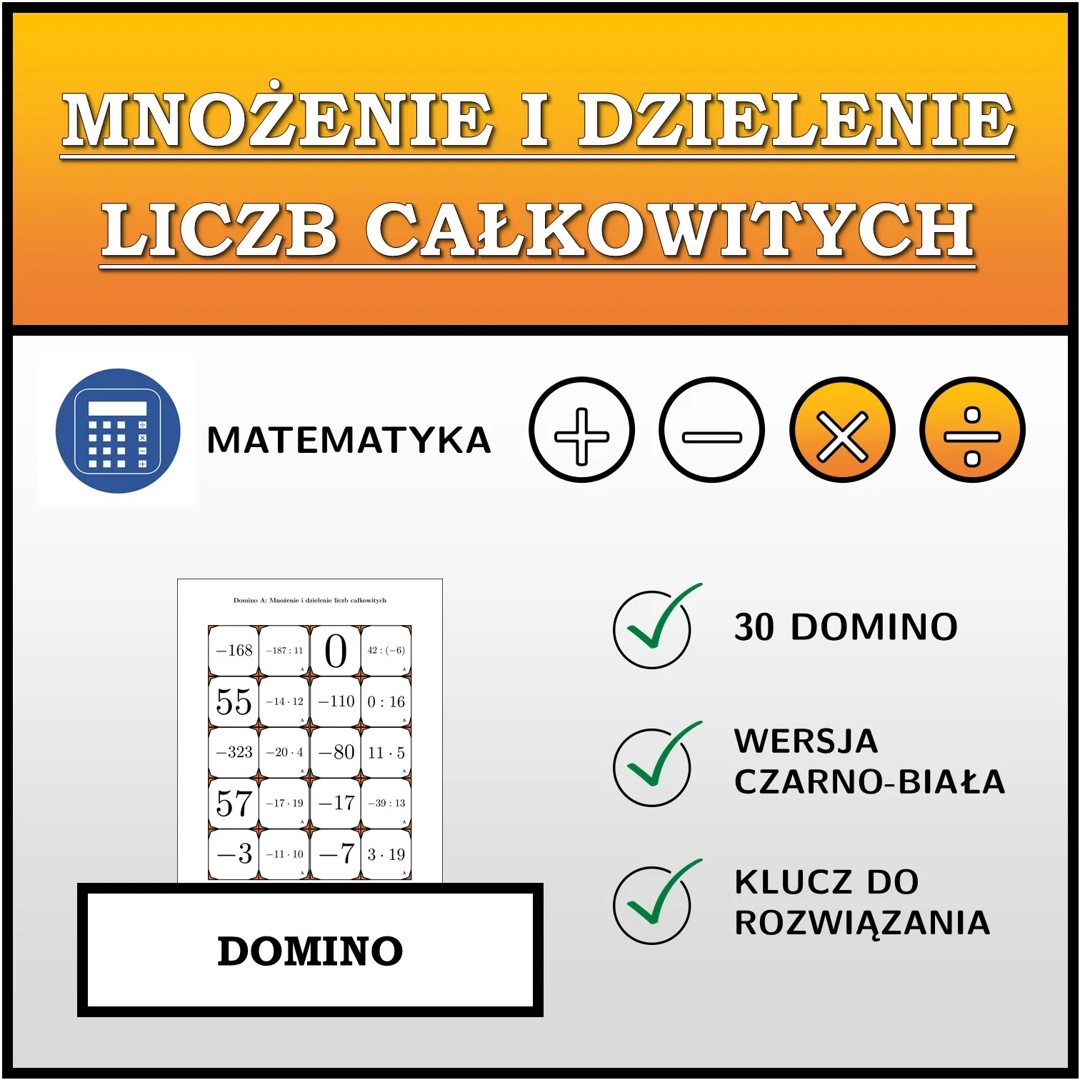 Domino: Mnożenie i dzielenie liczb całkowitych