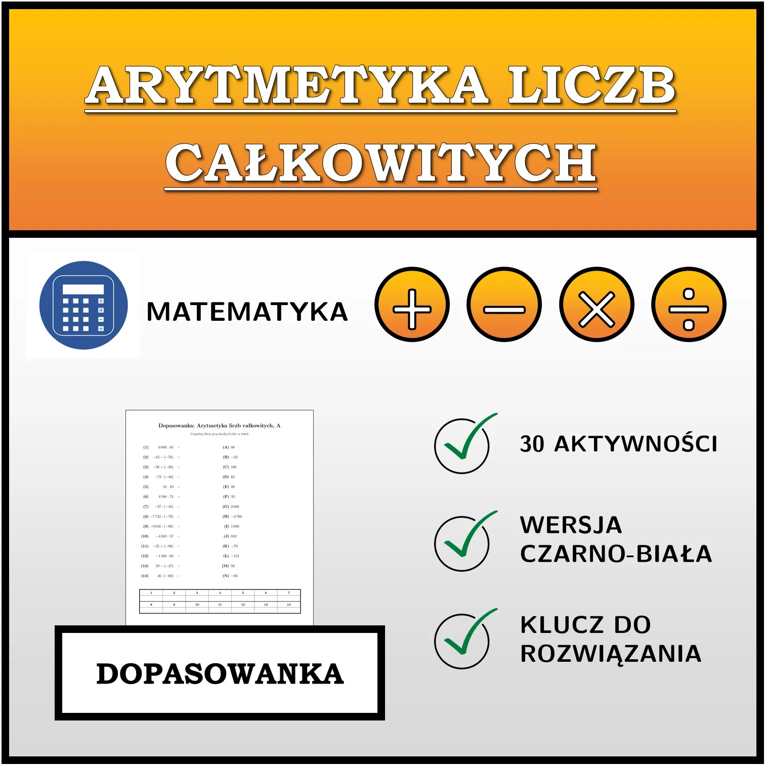 Dopasowanka: Arytmetyka liczb całkowitych