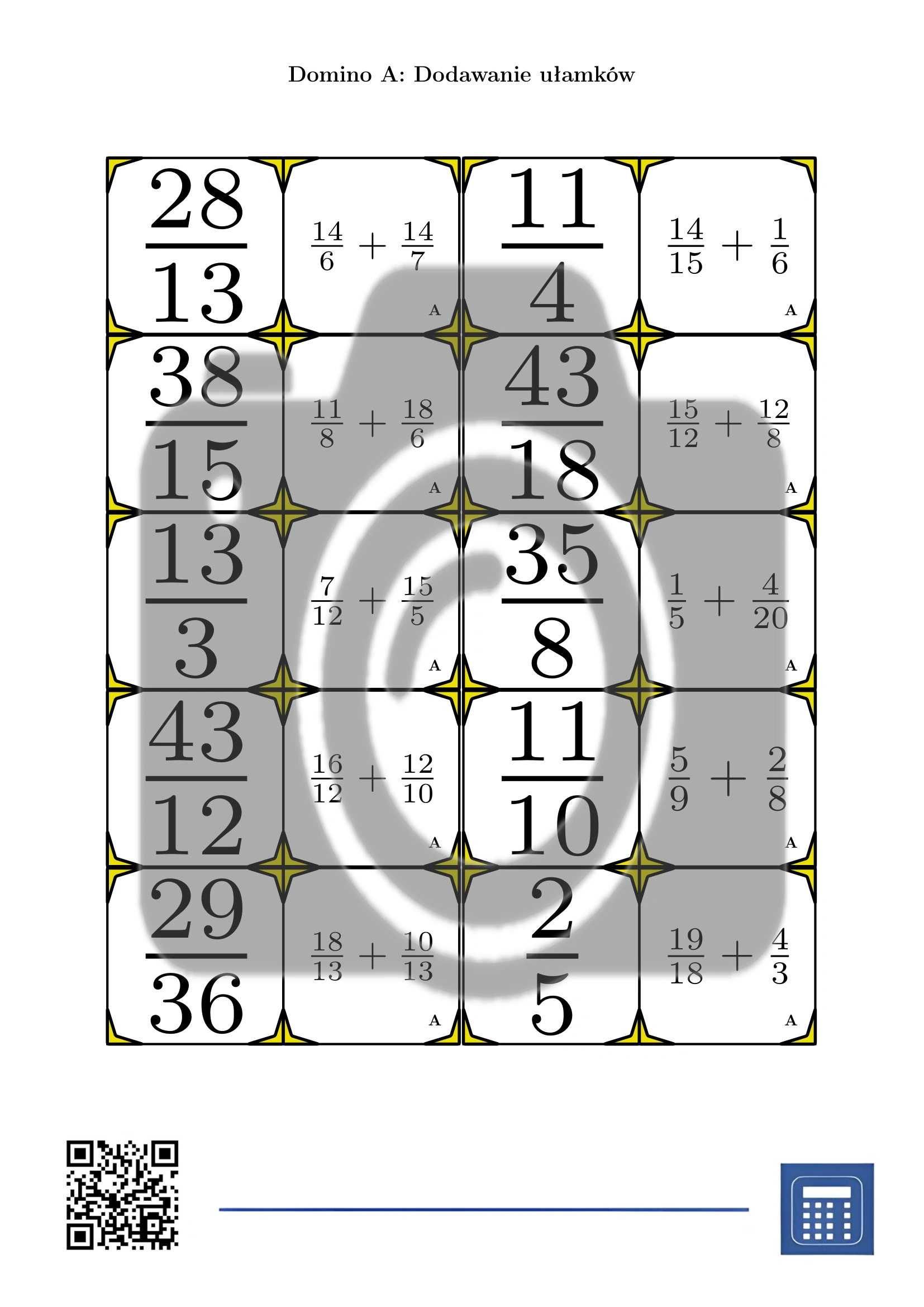 Domino: Dodawanie ułamków - obrazek 2