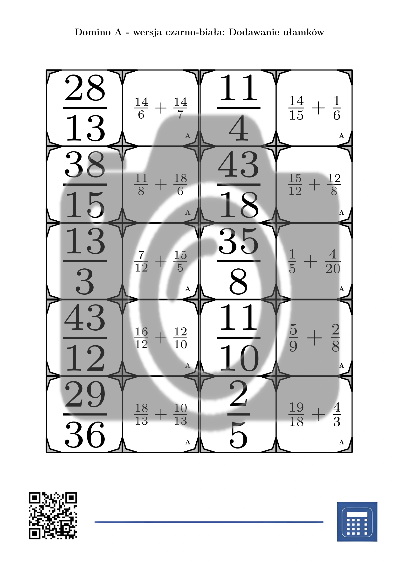 Domino: Dodawanie ułamków - obrazek 3