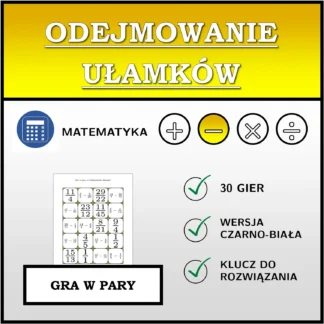 Gra w pary: Odejmowanie ułamków