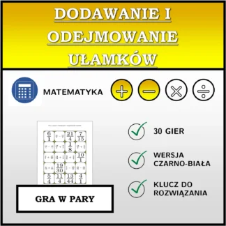 Gra w pary: Dodawanie i odejmowanie ułamków