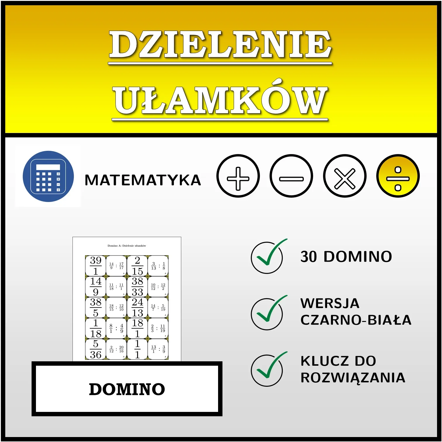 Domino: Dzielenie ułamków