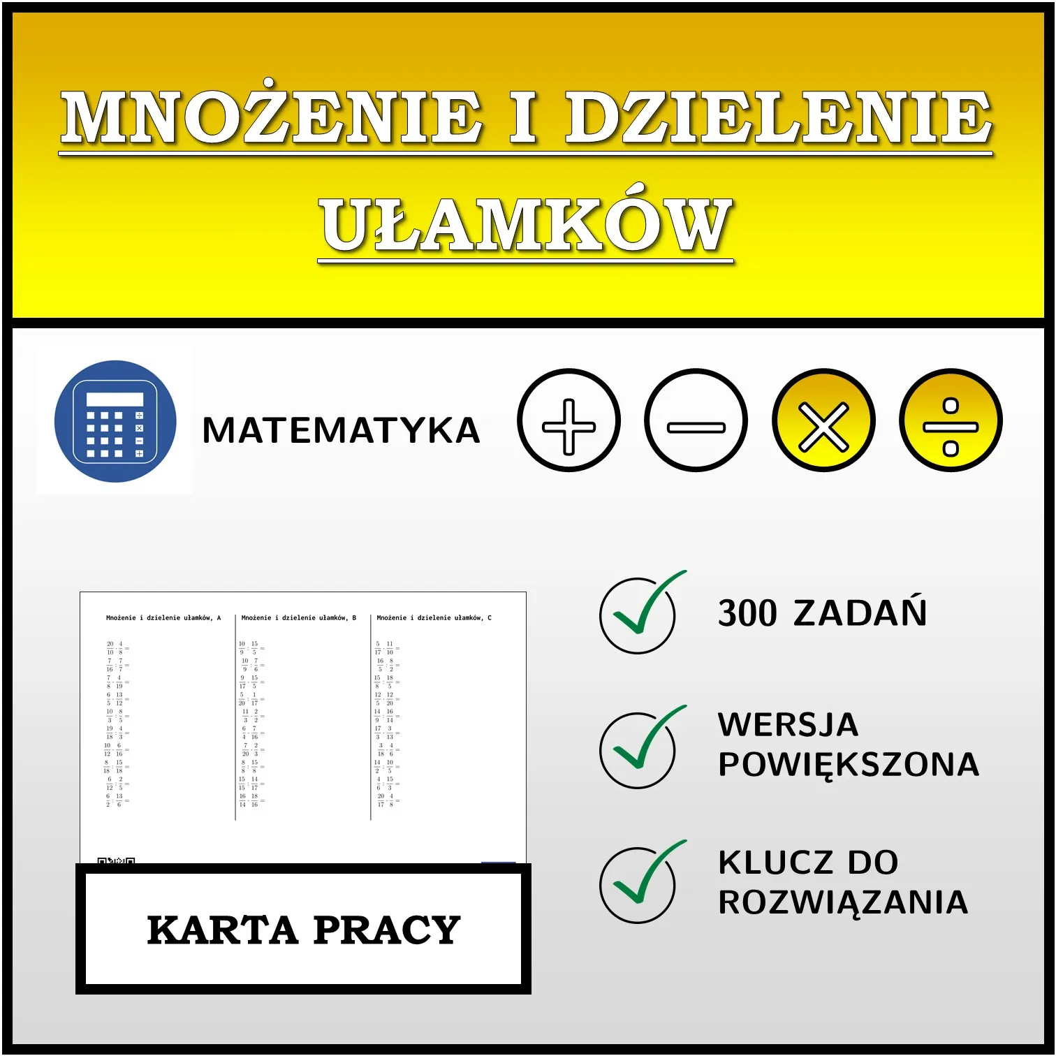 Karta pracy: Mnożenie i dzielenie ułamków