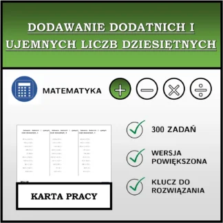 Karta pracy: Dodawanie dodatnich i ujemnych liczb dziesiętnych